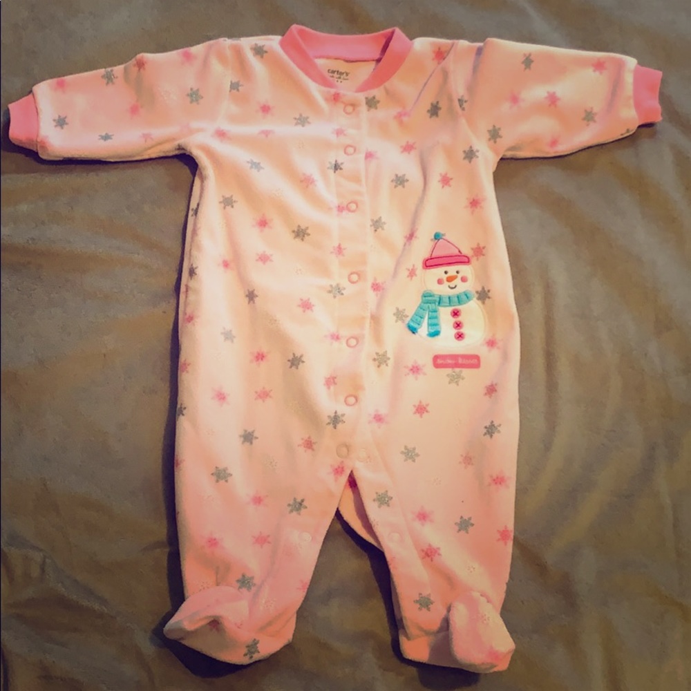 Carter’s pink snowflake sleeper size 3 month